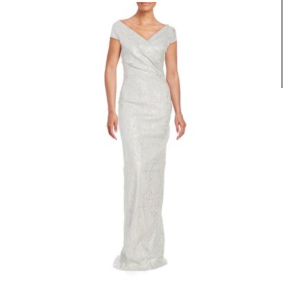 Rickie Freeman for Teri Jon Metallic Jacquard Evening Gown Wedding Prom Dress 10
